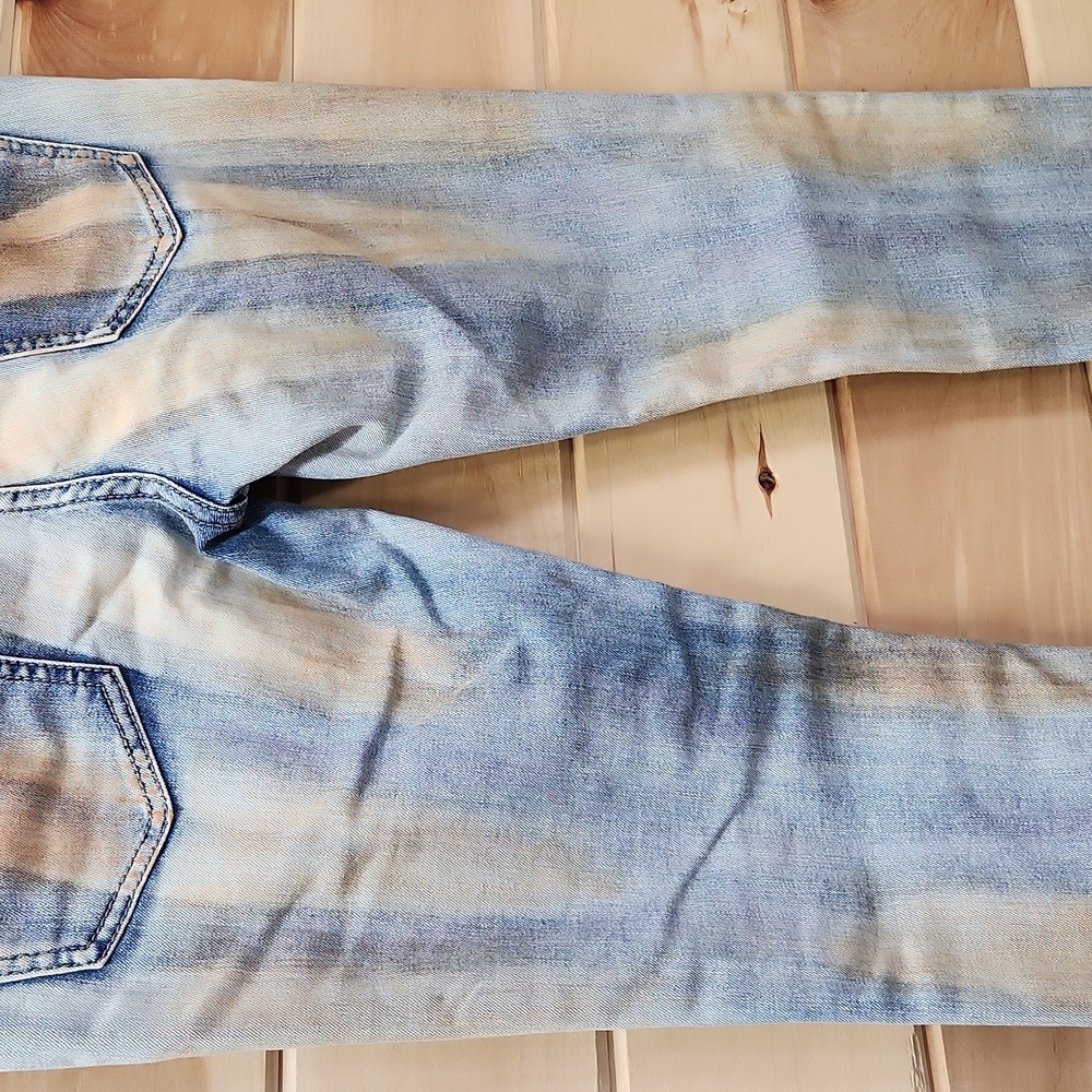 Free People Super Rare Unique Tie Dye Bleach Dirty Wash Jeans Size 29 Paintbrush - Picture 13 of 16